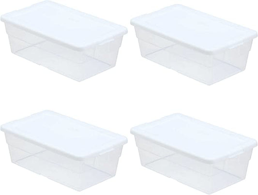 Sterilite Storage Box 13.5" X 8.3" X 4.8", 6 Qt. Clear - Pack of 4