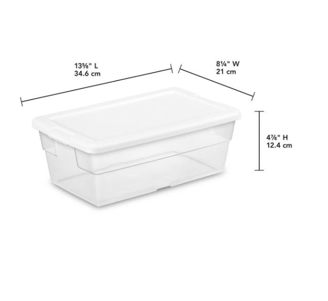 Sterilite Storage Box 13.5 inch x 8.3 inch x 4.8 inch, 6 Qt. Clear - Pack of 4